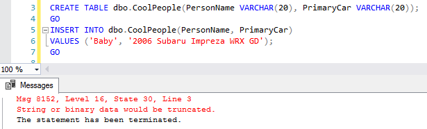 Как исправить ошибку "Символьные или двоичные данные могут быть усечены" |  SQL-Ex blog