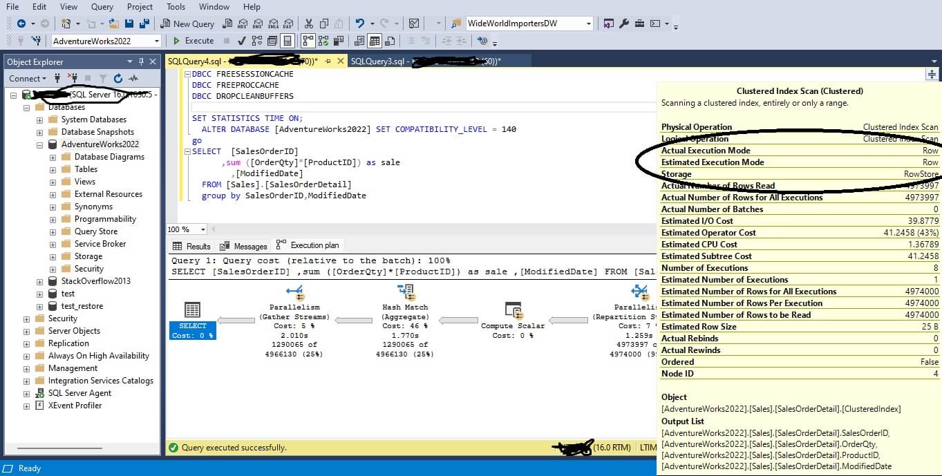 Пакетный режим выполнения при построчном хранении в SQL Server 2022 | SQL-Ex  blog